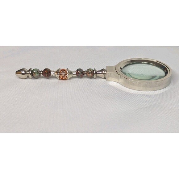 Beaded Desk Magnifying Glass with Gemstone Beads - 6 inches - Picture 5 of 6